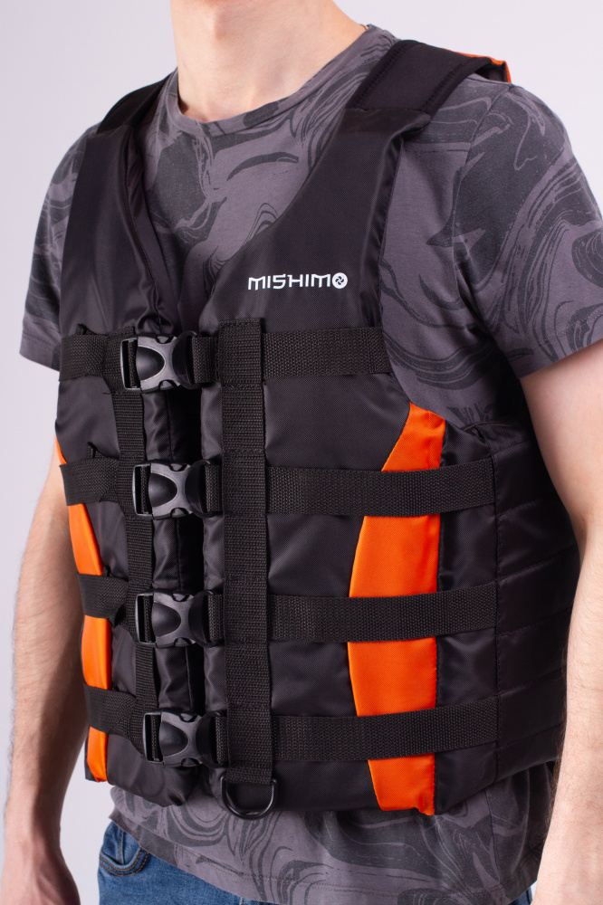 Жилет спасательный MISHIMO PRO Премиум качества Черно-оранжевый в Туле