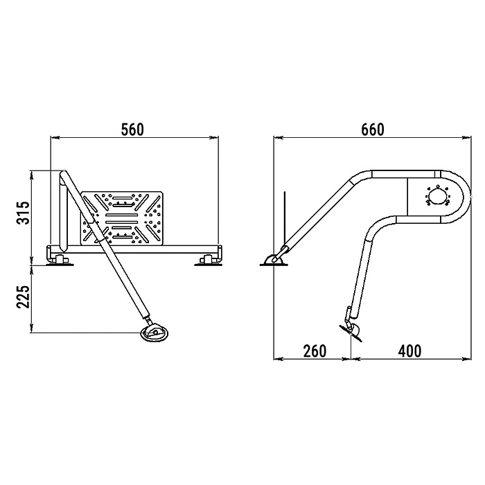 Стойка рулевая с креплением на баллон надувной лодки 25мм в Туле