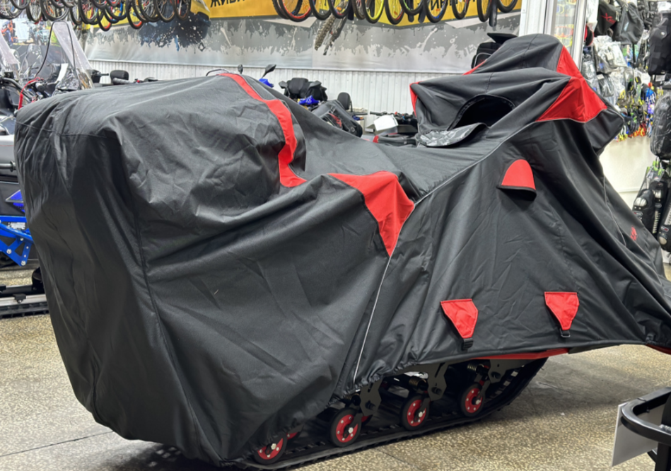 Чехол транспорт. снегохода IKUDZO HUNTER черно-красный Оксфорд ПРЕМИУМ качества с лого IKUDZO в Туле